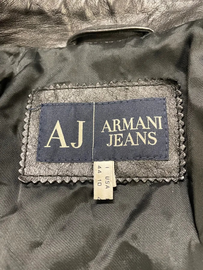 2000s Armani Black Leather Metallic Rock Embellished Jacket pkvzLwq 11