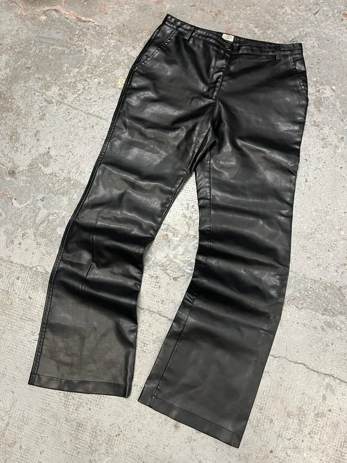 2000s Armani Black Leather Pants (S) vxtGEFl 4
