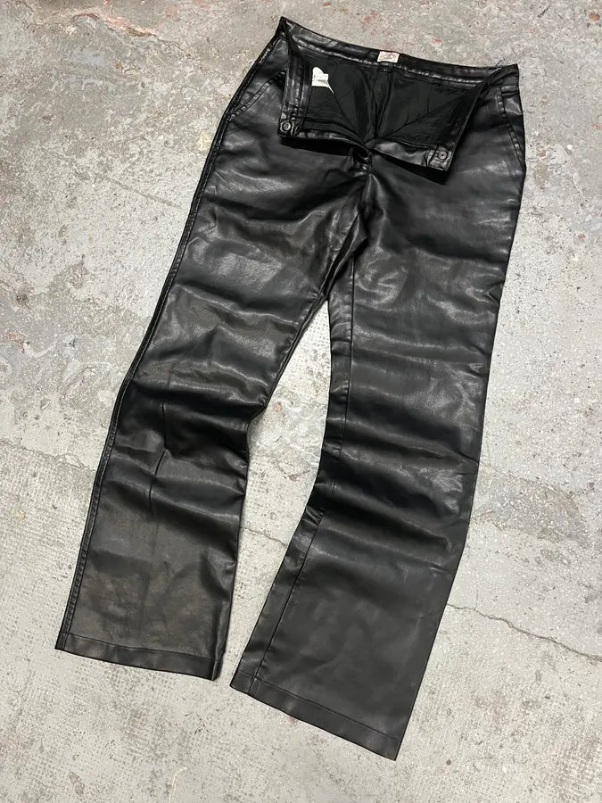 2000s Armani Black Leather Pants (S) vxtGEFl 5