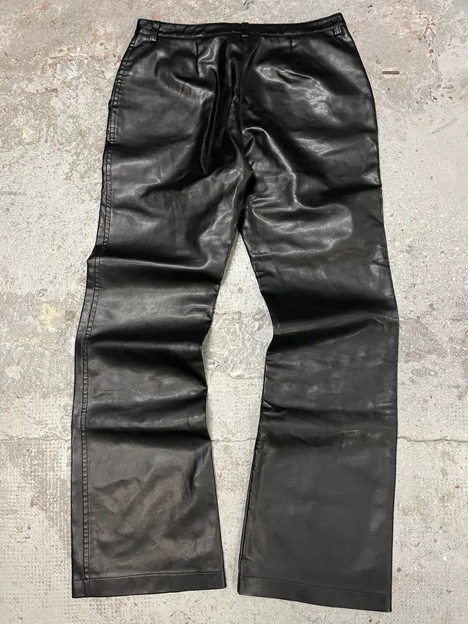 2000s Armani Black Leather Pants (S) vxtGEFl 6