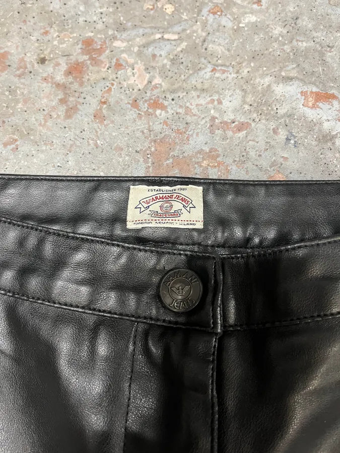 2000s Armani Black Leather Pants (S) vxtGEFl 8