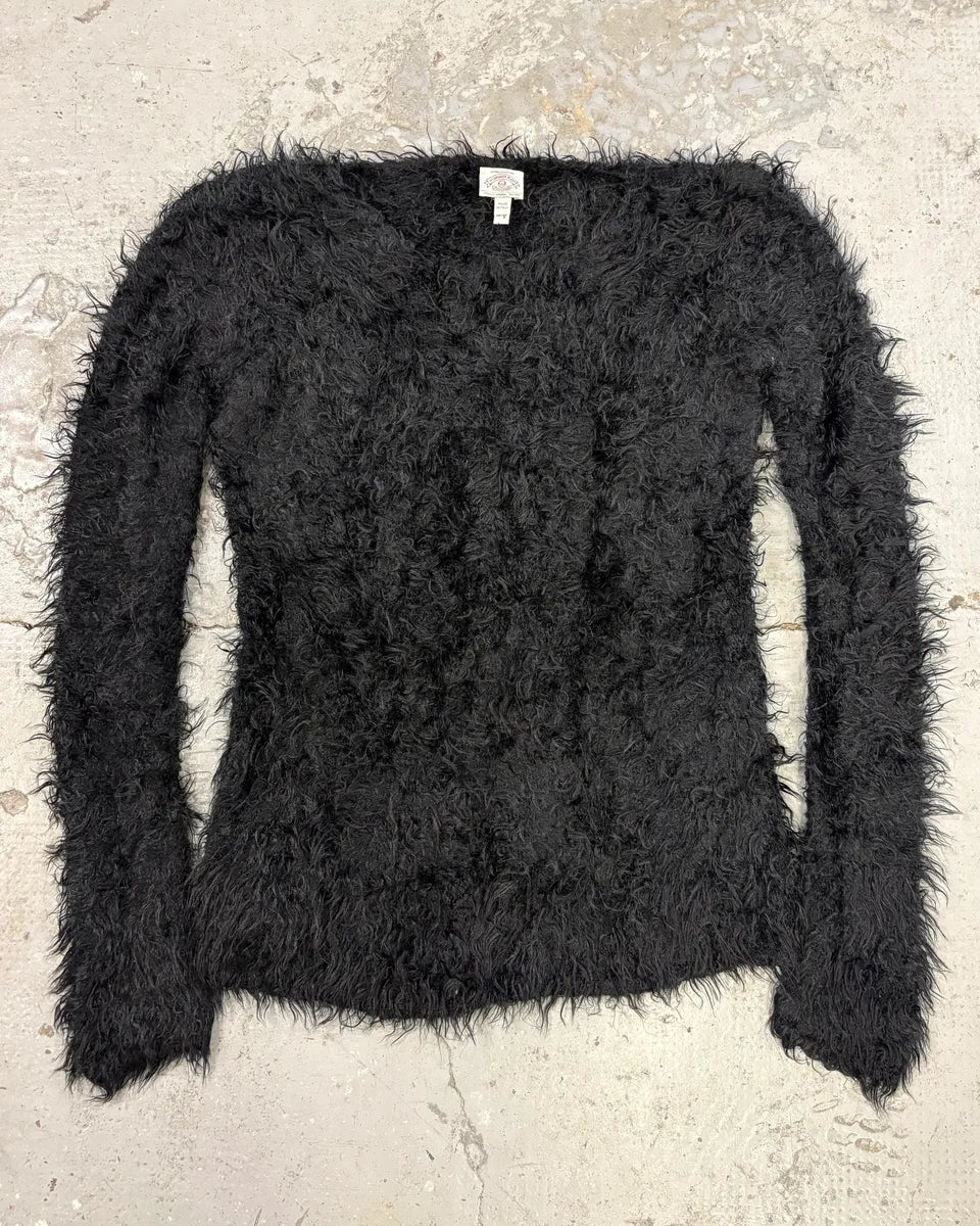2000s Armani Black Plushed Fur Sweater (S/M) NtvjDWi 1