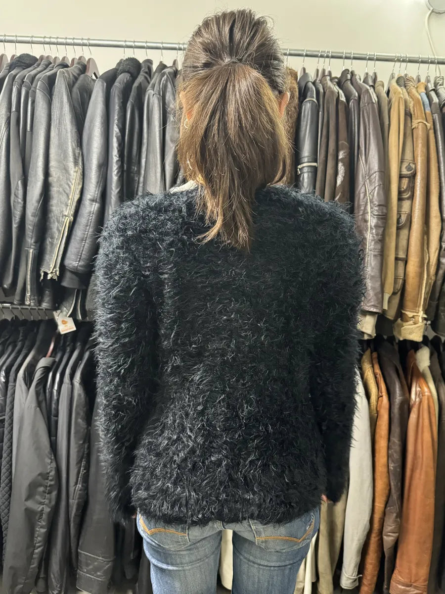2000s Armani Black Plushed Fur Sweater (S/M) NtvjDWi 2