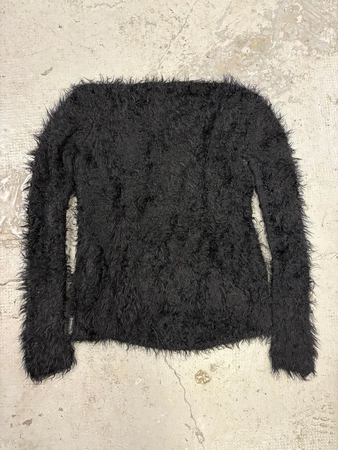 2000s Armani Black Plushed Fur Sweater (S/M) NtvjDWi 5