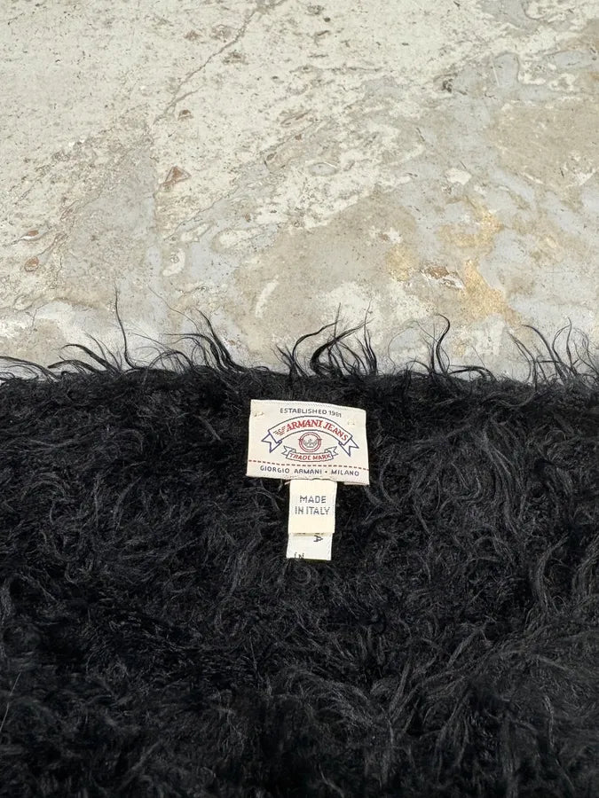 2000s Armani Black Plushed Fur Sweater (S/M) NtvjDWi 8