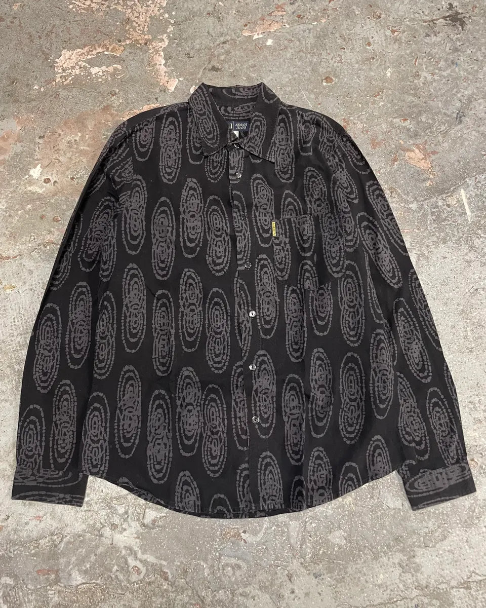 2000s Armani Black Psycho Shirt (L) otTiZJM 0