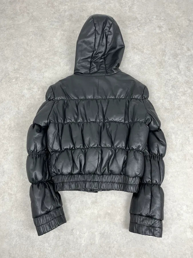 2000s Armani Black Puffer Leather Jacket NxxGEBp 5