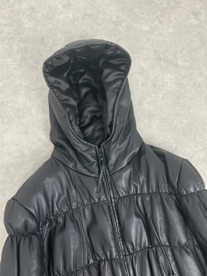 2000s Armani Black Puffer Leather Jacket NxxGEBp 4