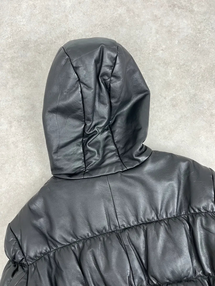 2000s Armani Black Puffer Leather Jacket NxxGEBp 6