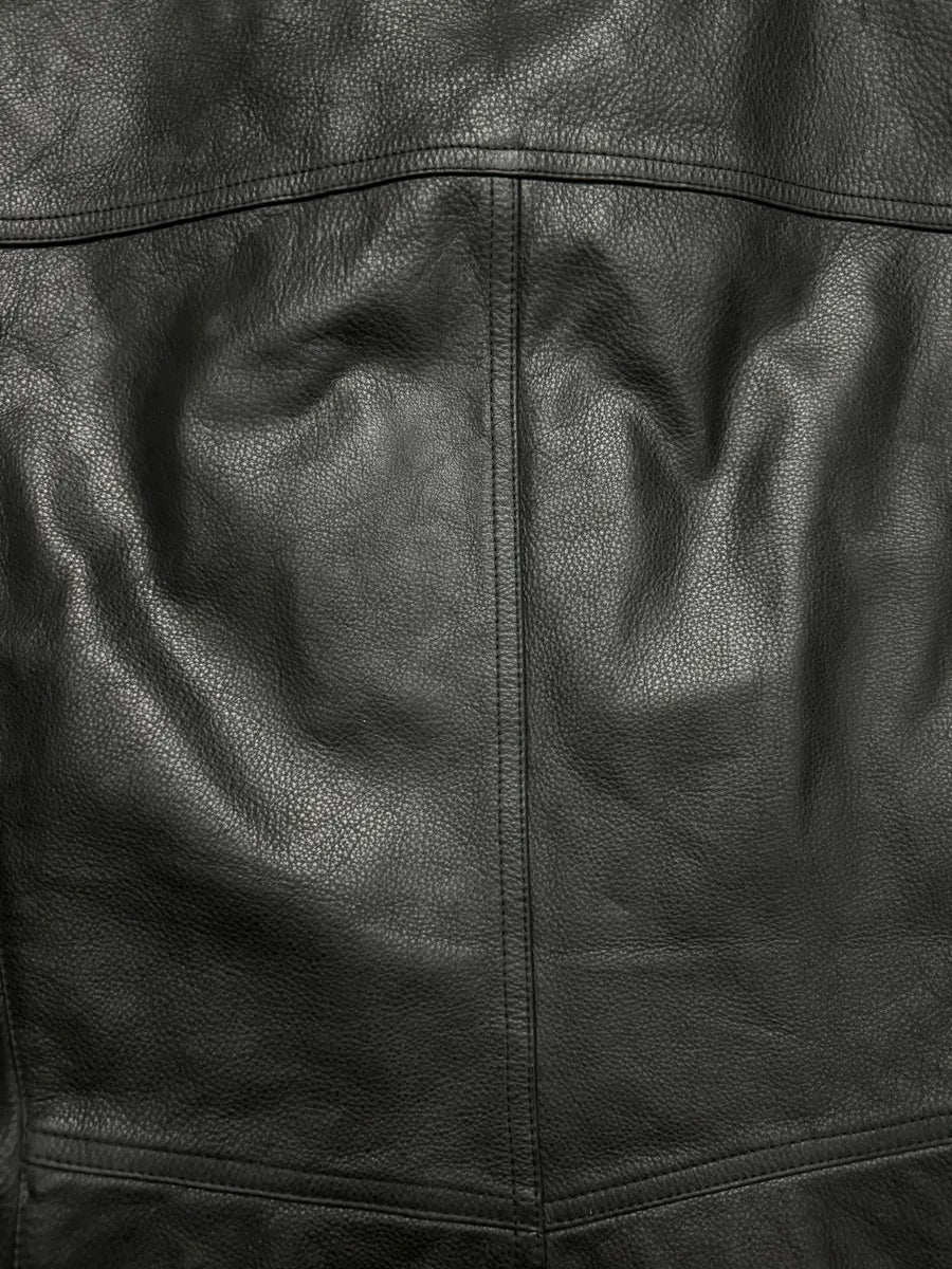 2000s Armani Black Shearling Biker Minimalist Leather Jacket BEBveCd 5