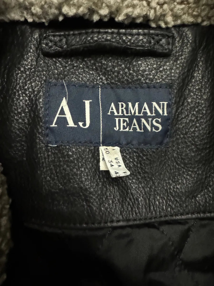 2000s Armani Black Shearling Biker Minimalist Leather Jacket BEBveCd 9
