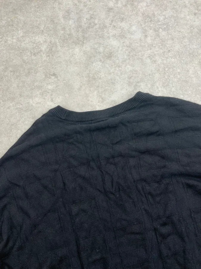 AW2020 Armani Black Wool Grid Sweater ZrsPvVo 6
