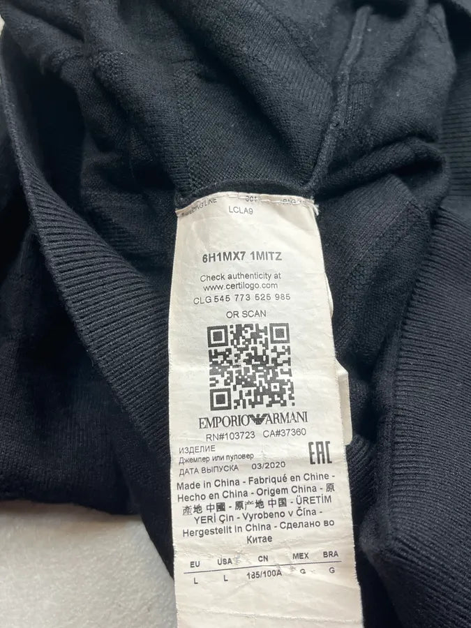 AW2020 Armani Black Wool Grid Sweater ZrsPvVo 8