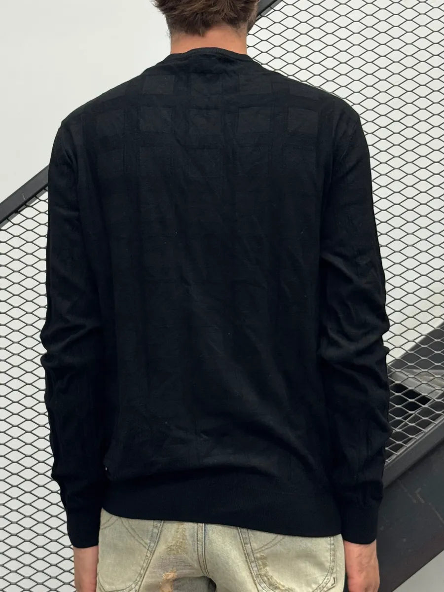 AW2020 Armani Black Wool Grid Sweater ZrsPvVo 1