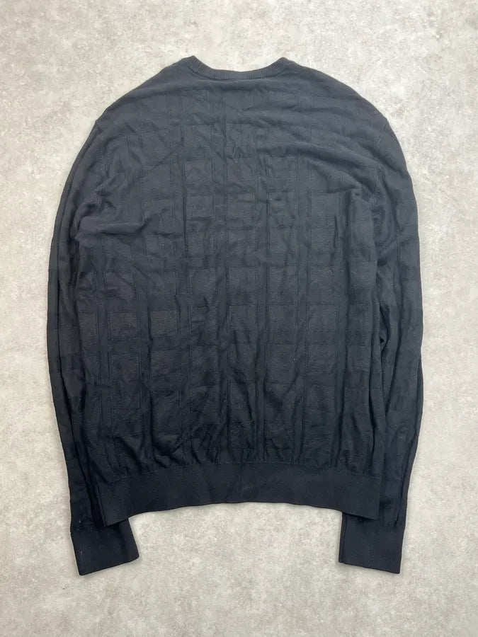 AW2020 Armani Black Wool Grid Sweater ZrsPvVo 5