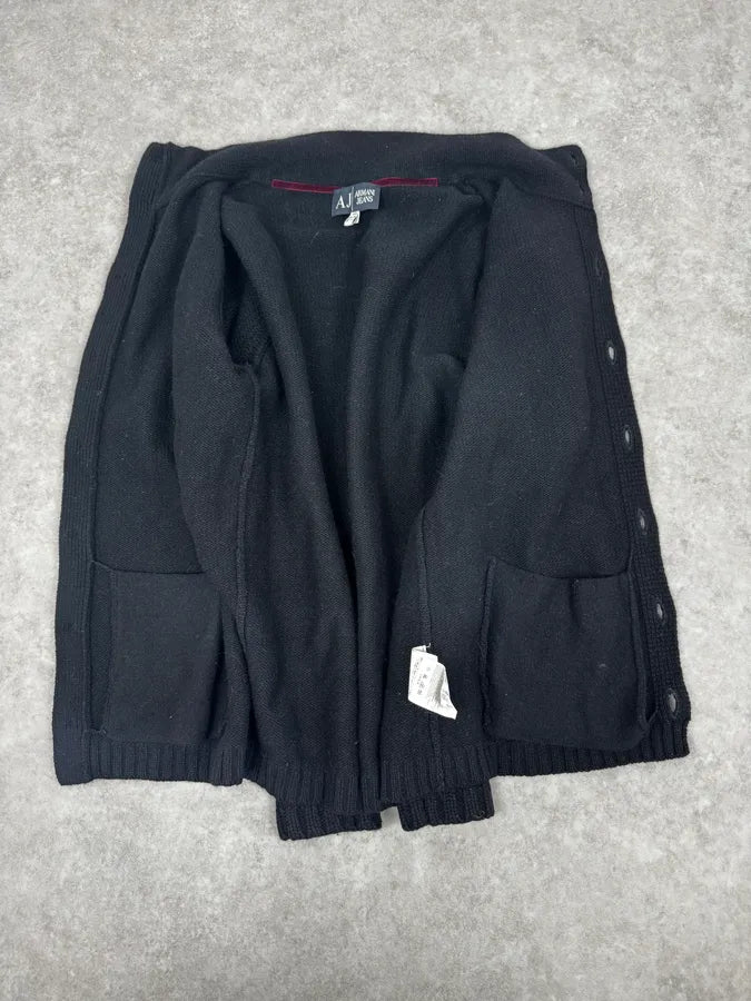2000s Armani Black Wool Buttoned Cardigan Sweater XiBDsfB 6
