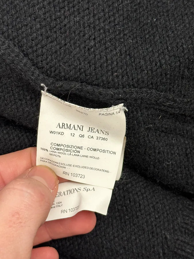 2000s Armani Black Wool Buttoned Cardigan Sweater XiBDsfB 10