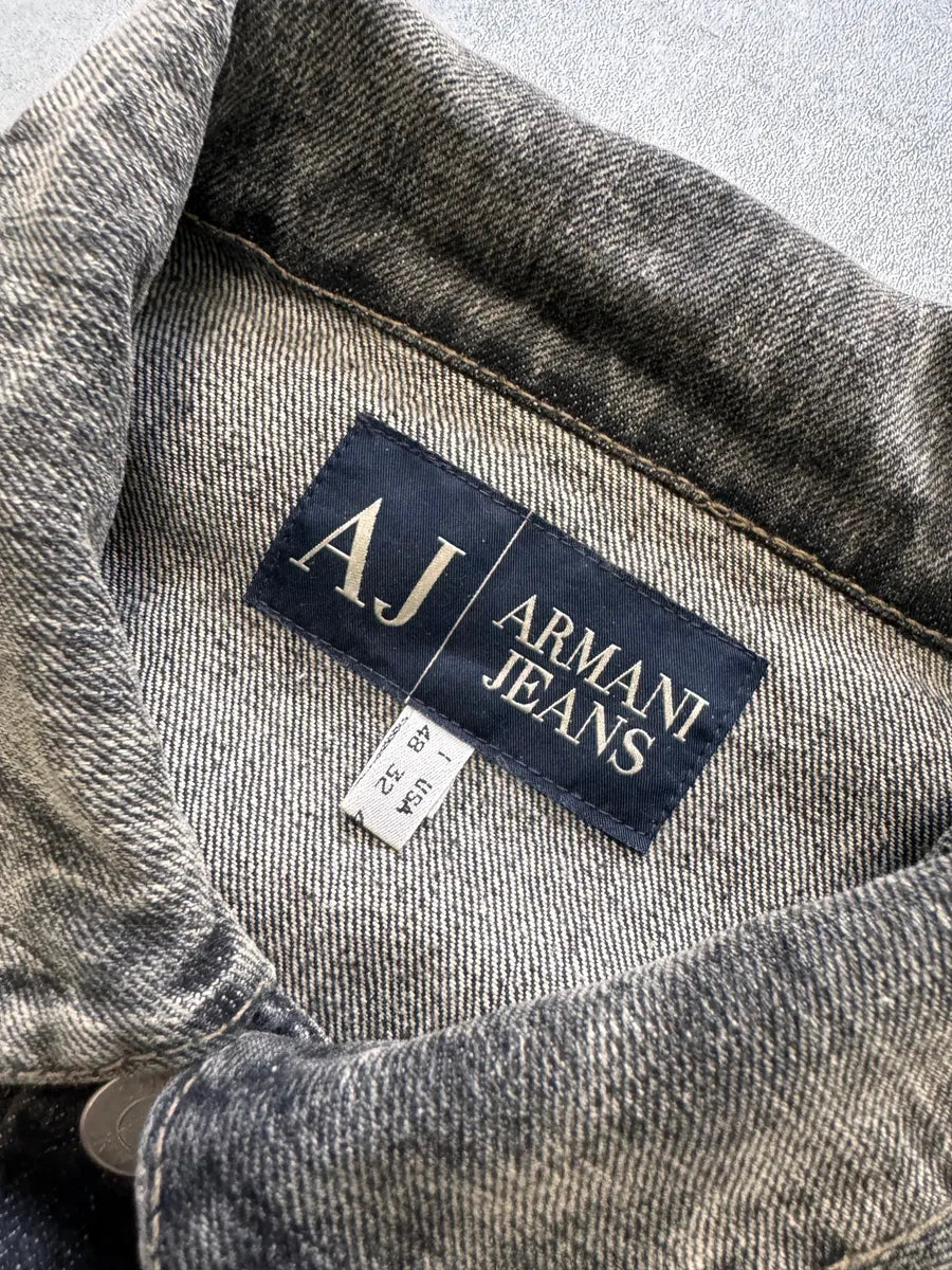 2000s Armani Grey Bleached Denim Jacket eXdLkxU 5