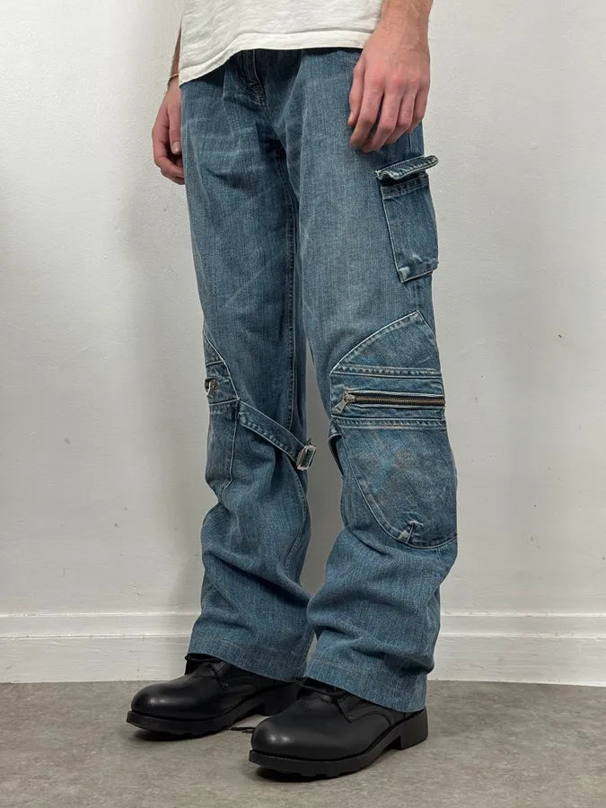 2000s Armani Blue Bondage Cargo Denim Jeans xogVXbv 1