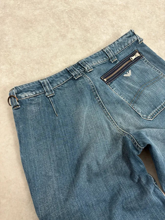 2000s Armani Blue Bondage Cargo Denim Jeans xogVXbv 7