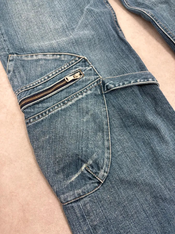 2000s Armani Blue Bondage Cargo Denim Jeans xogVXbv 8