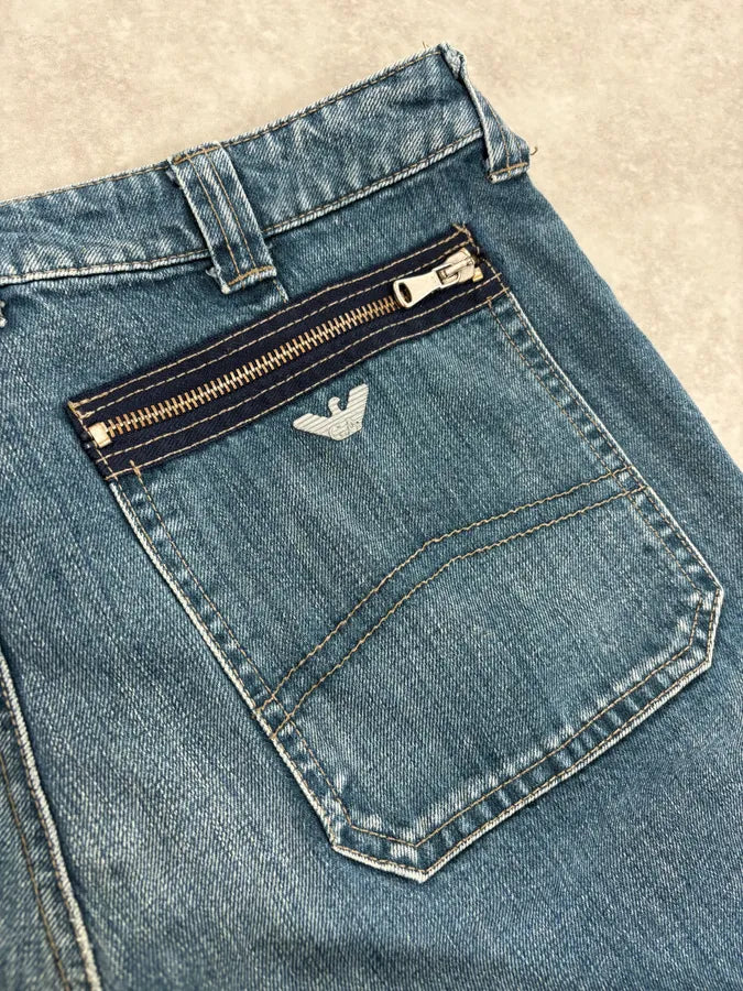 2000s Armani Blue Bondage Cargo Denim Jeans xogVXbv 9