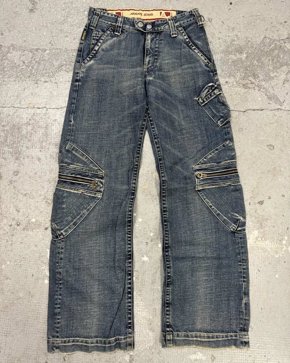2000s Armani Blue Cargo Denim Jeans HSHjUjl 0