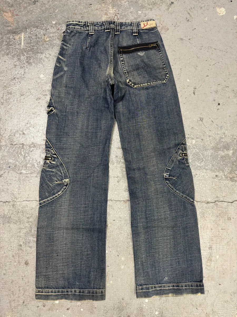 2000s Armani Blue Cargo Denim Jeans HSHjUjl 1