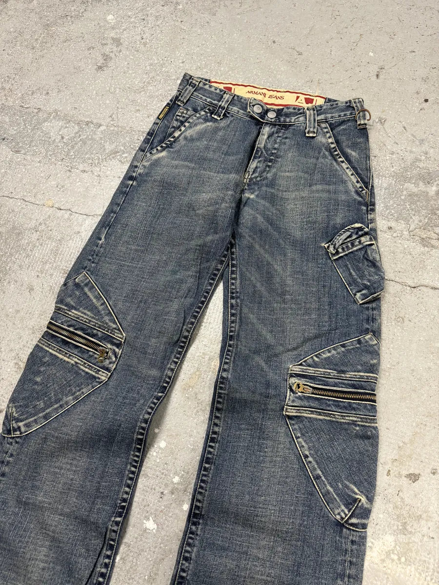 2000s Armani Blue Cargo Denim Jeans HSHjUjl 3