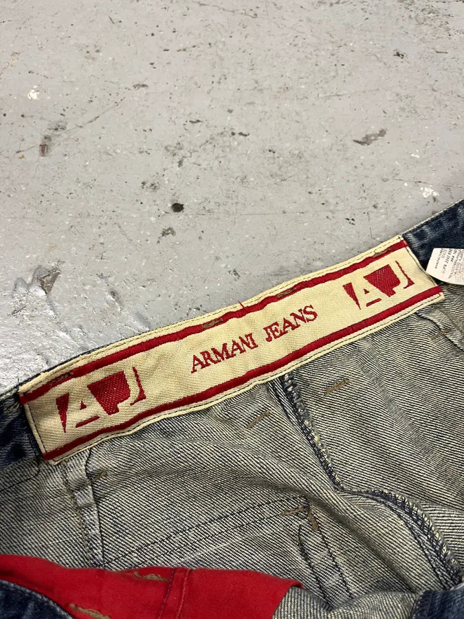 2000s Armani Blue Cargo Double Knee Biker Denim Jeans (M) onSsPFy 10