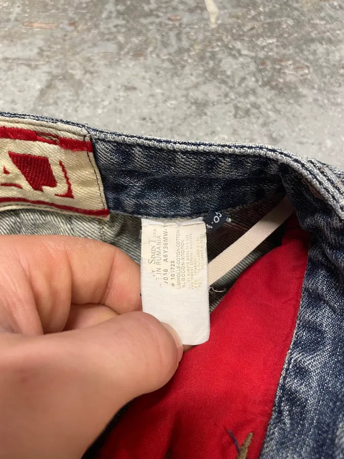 2000s Armani Blue Cargo Faded Denim Jeans (S/M) OsUPruo 13