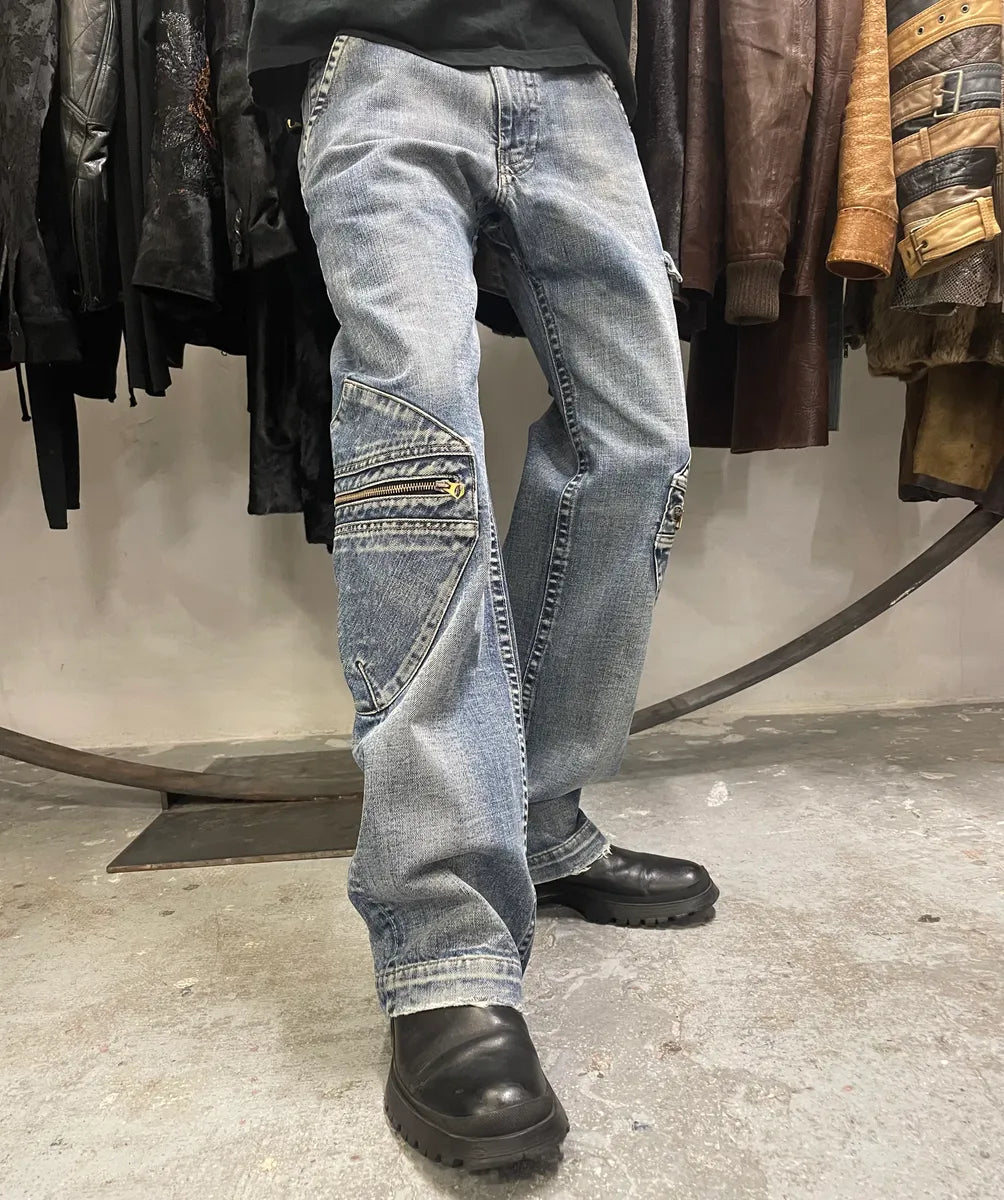 2000s Armani Blue Cargo Faded Denim Jeans (S/M) OsUPruo 2