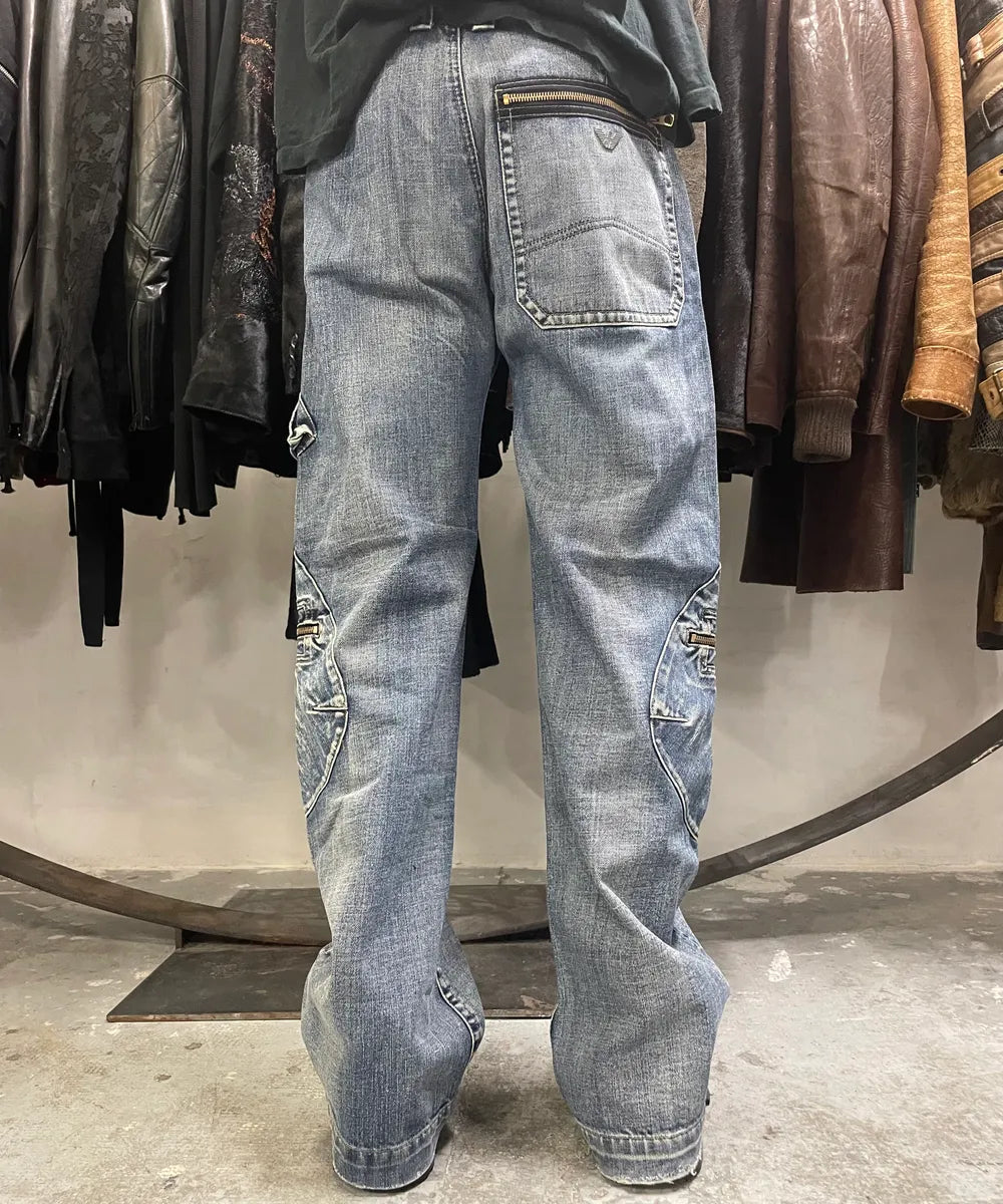 2000s Armani Blue Cargo Faded Denim Jeans (S/M) OsUPruo 3