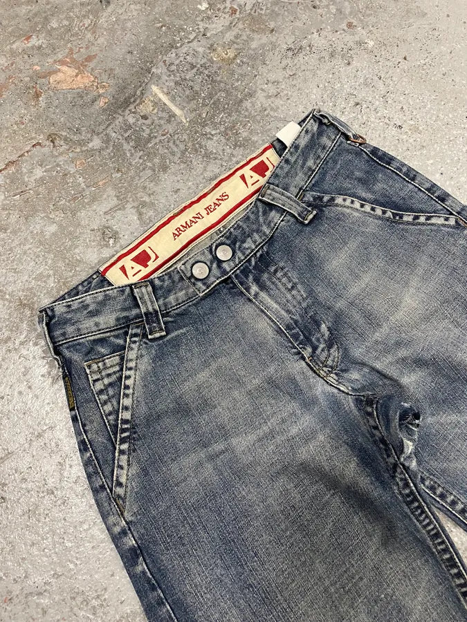 2000s Armani Blue Cargo Faded Denim Jeans (S/M) OsUPruo 5