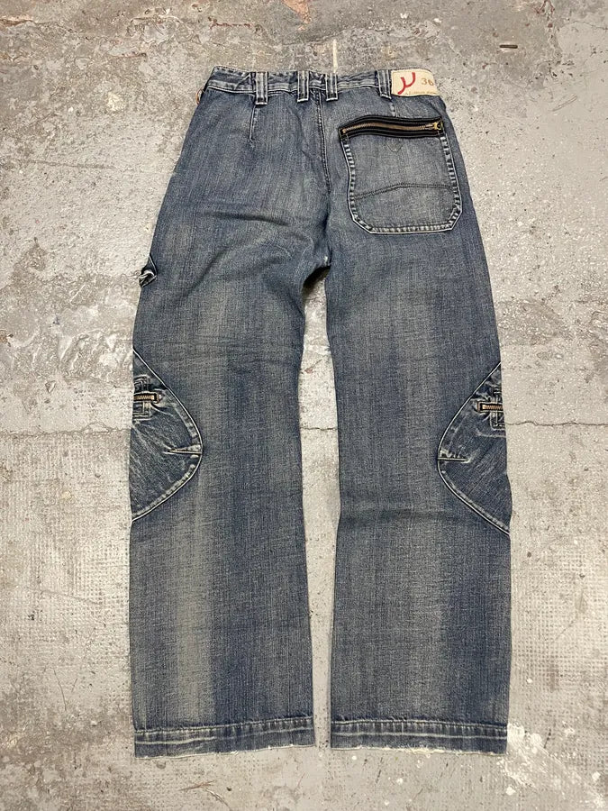 2000s Armani Blue Cargo Faded Denim Jeans (S/M) OsUPruo 6