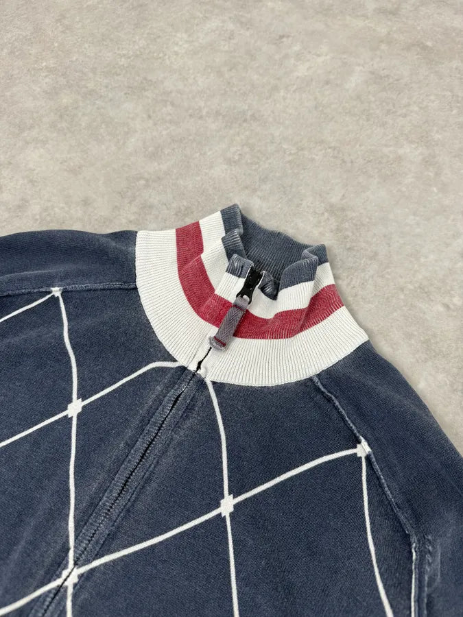 2000s Armani Blue Checkered Golf Zip-up Sweater ELlnzLk 4