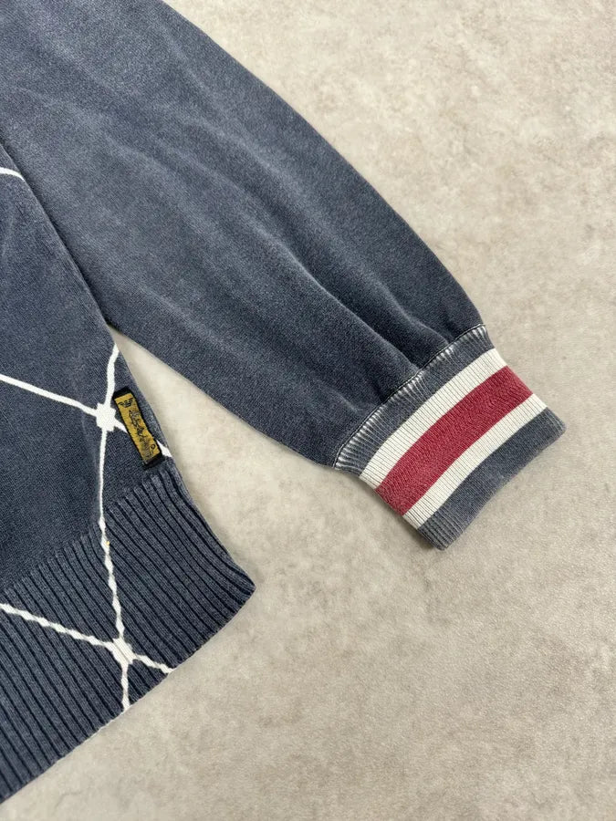 2000s Armani Blue Checkered Golf Zip-up Sweater ELlnzLk 5