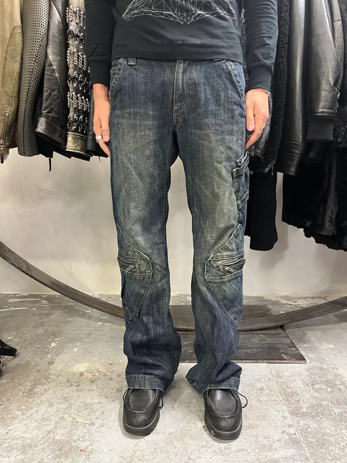 2000s Armani Blue Denim Cargo Jeans (M) GomIoFg 1