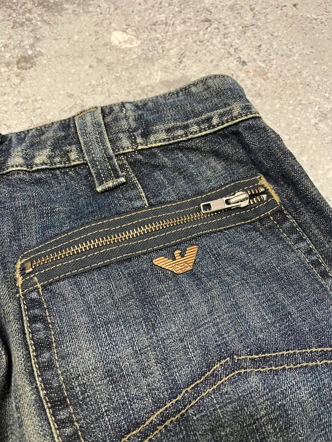 2000s Armani Blue Denim Cargo Jeans (M) GomIoFg 10