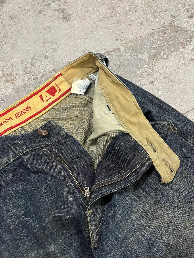 2000s Armani Blue Denim Cargo Jeans (M) GomIoFg 11