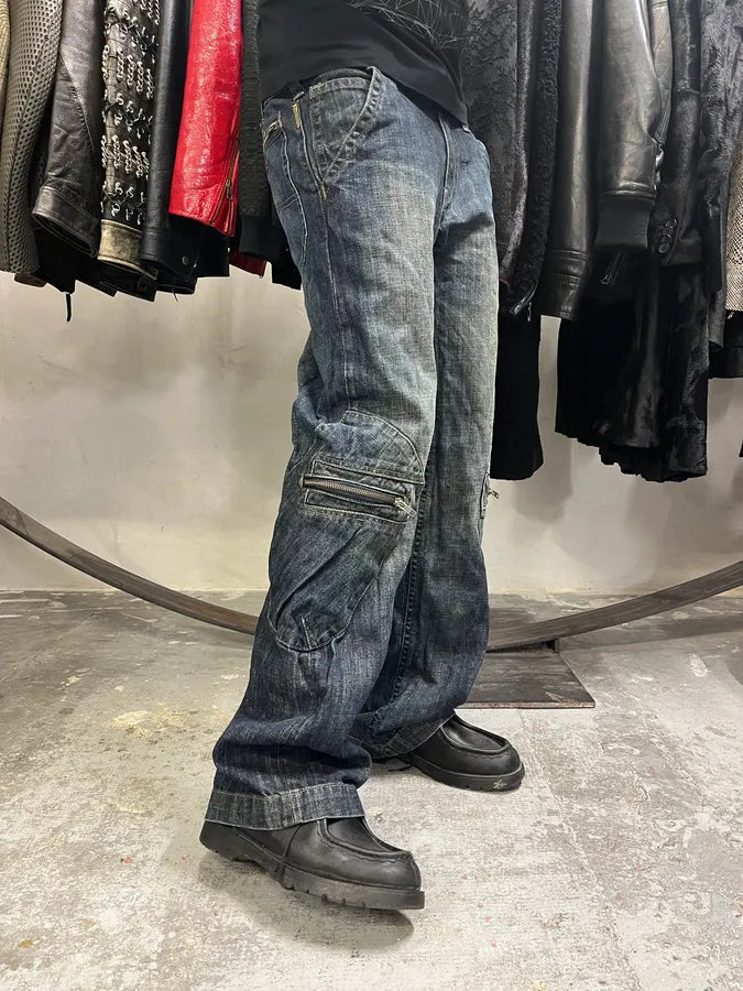 2000s Armani Blue Denim Cargo Jeans (M) GomIoFg 2