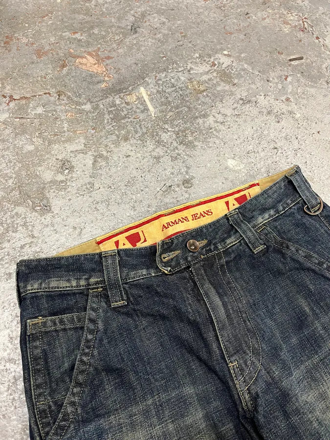 2000s Armani Blue Denim Cargo Jeans (M) GomIoFg 5