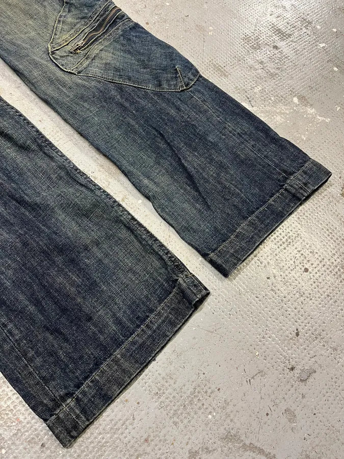 2000s Armani Blue Denim Cargo Jeans (M) GomIoFg 6