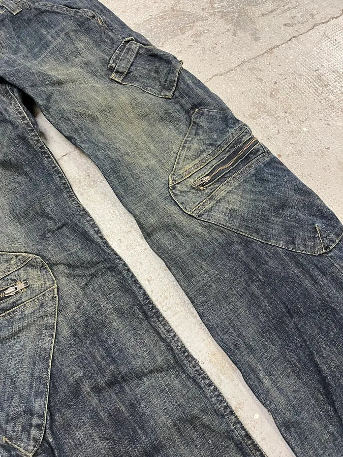 2000s Armani Blue Denim Cargo Jeans (M) GomIoFg 7