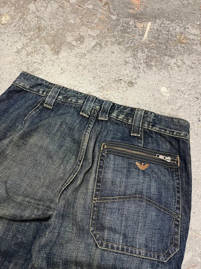 2000s Armani Blue Denim Cargo Jeans (M) GomIoFg 9