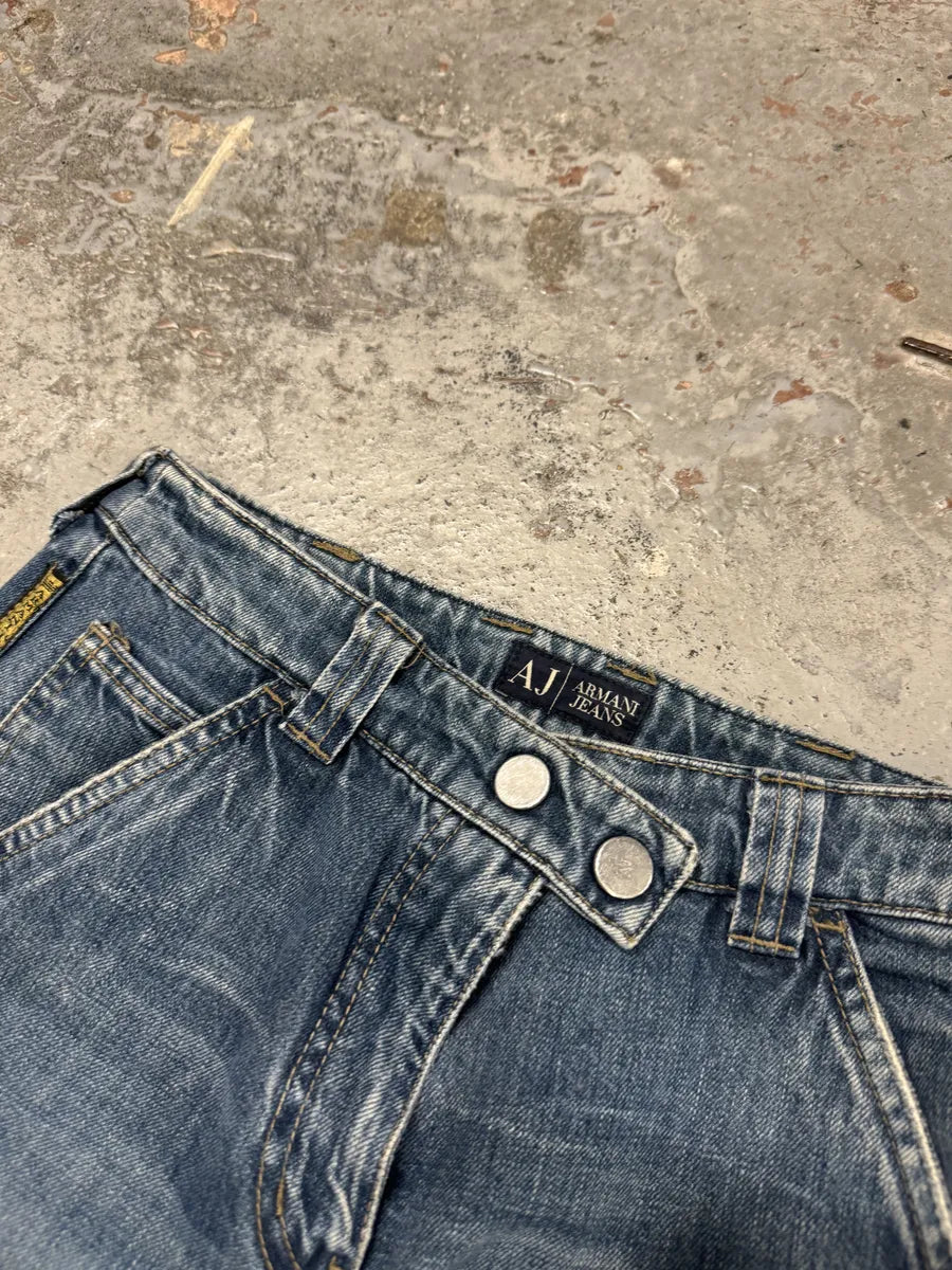 2000s Armani Blue Double Knee Cargo Bondage Denim Jeans fqfjJjo 7