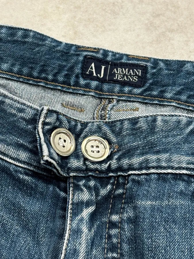 2000s Armani Blue Double Knee Denim Cargo Jeans xYtXaff 10