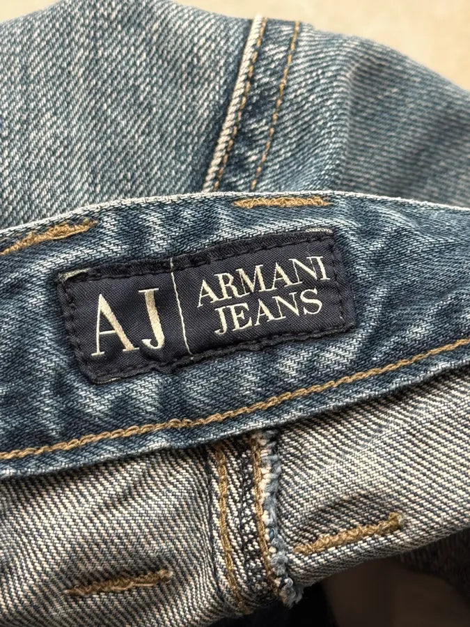 2000s Armani Blue Double Knee Denim Cargo Jeans xYtXaff 11