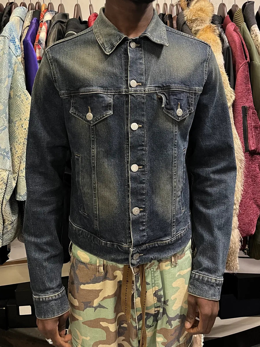 2000s Armani Blue Eroded Denim Jacket GttYqbg 1