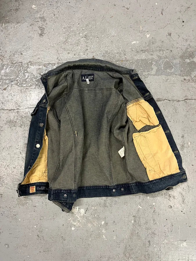 2000s Armani Blue Eroded Denim Jacket GttYqbg 7